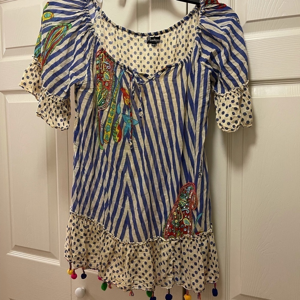 POSITANO STRIPED AND POLKA DOT BLOUSE​​
